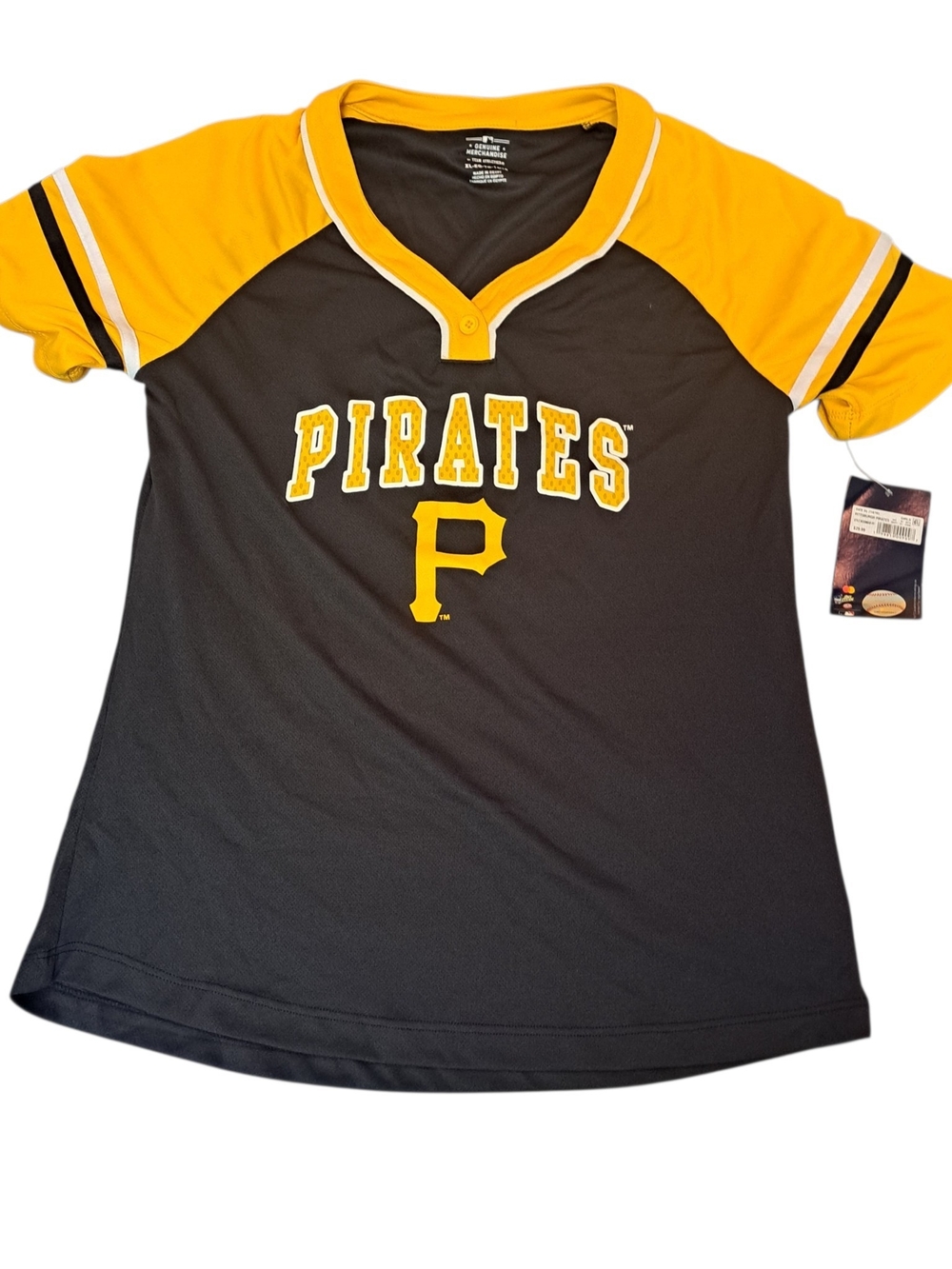 Pittsburgh Pirates Girls Youth XL 14/16 MLB Black Gold Short Sleeve Shirt NWT
